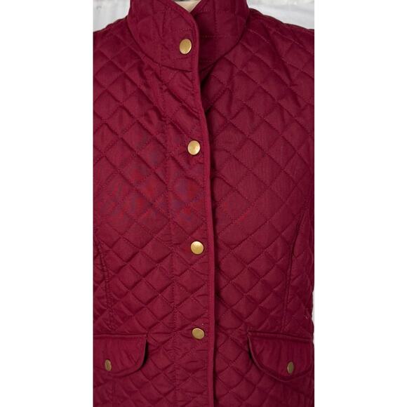 G.H. Bass Small Quilted Snap Front Vest 100% Polyester Maroon Red - Picture 2 of 8